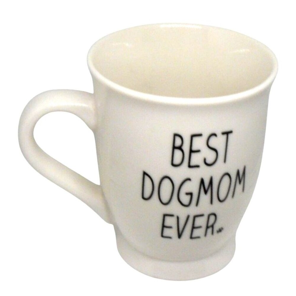 Best Dog Mom Ever White Ceramic Coffee Tea Mug Cup By Mud Pie Gift Dog Lovers - Picture 1 of 3